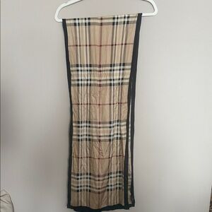 V.Fraas Plaid Beige and Black 100% Silk Scarf
